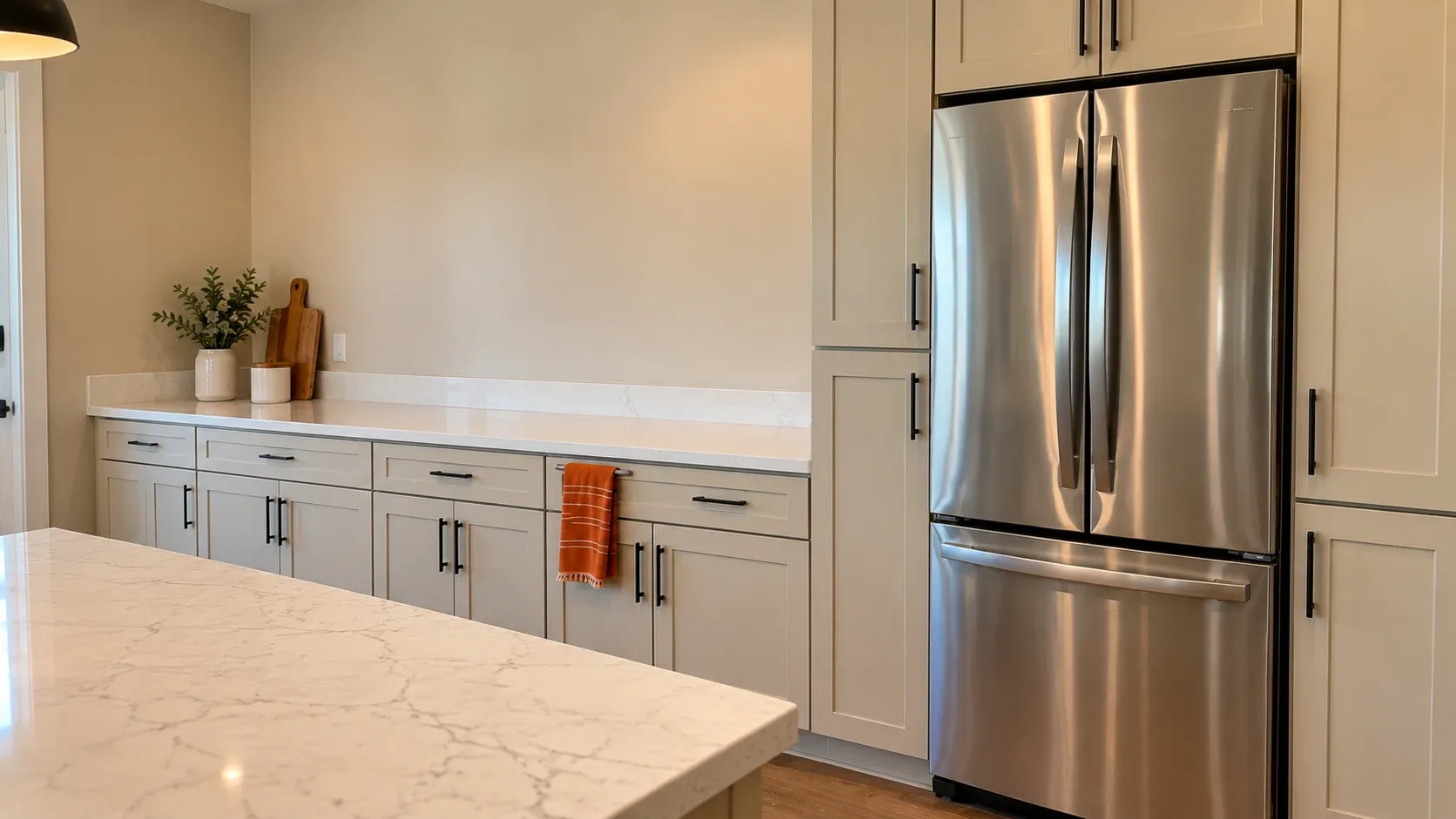 Stainless French-door refrigerator in a Lewisville, Texas kitchen