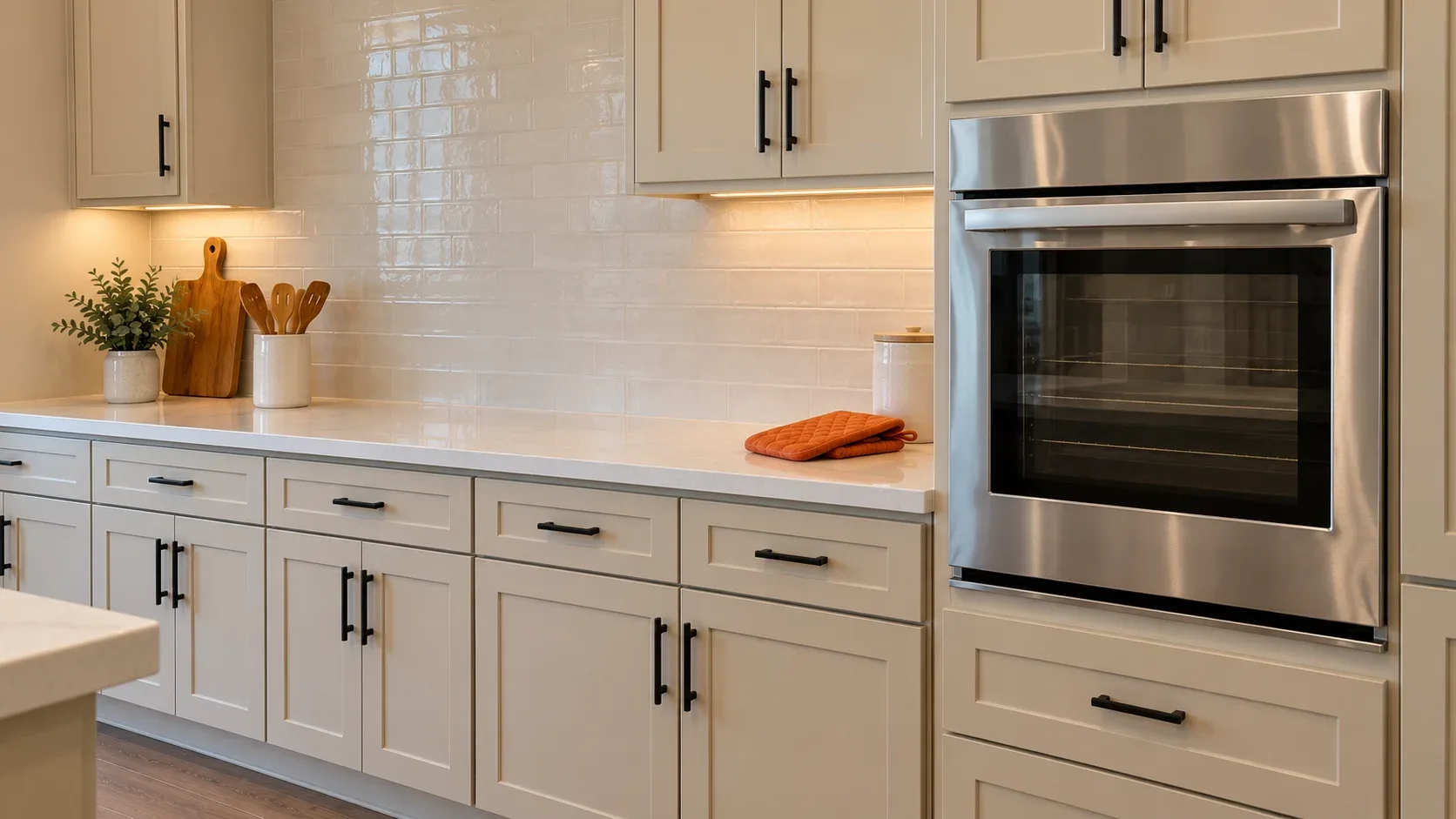 Stainless wall oven in a Lewisville, Texas kitchen