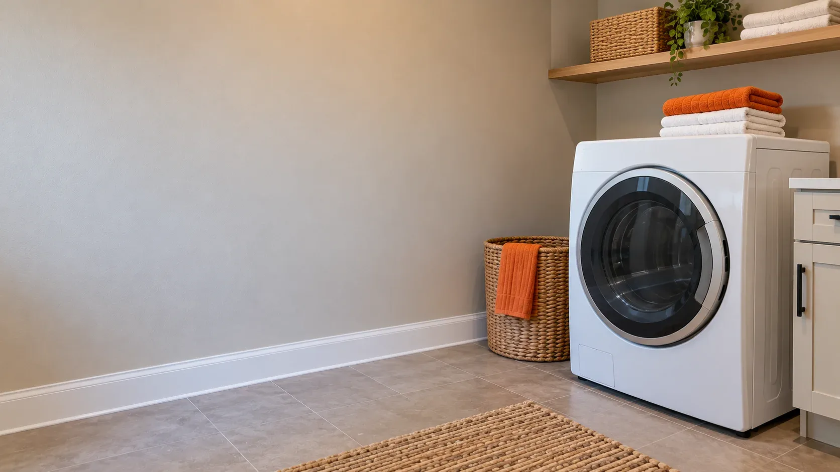 Front-load dryer in a Lewisville, Texas laundry room