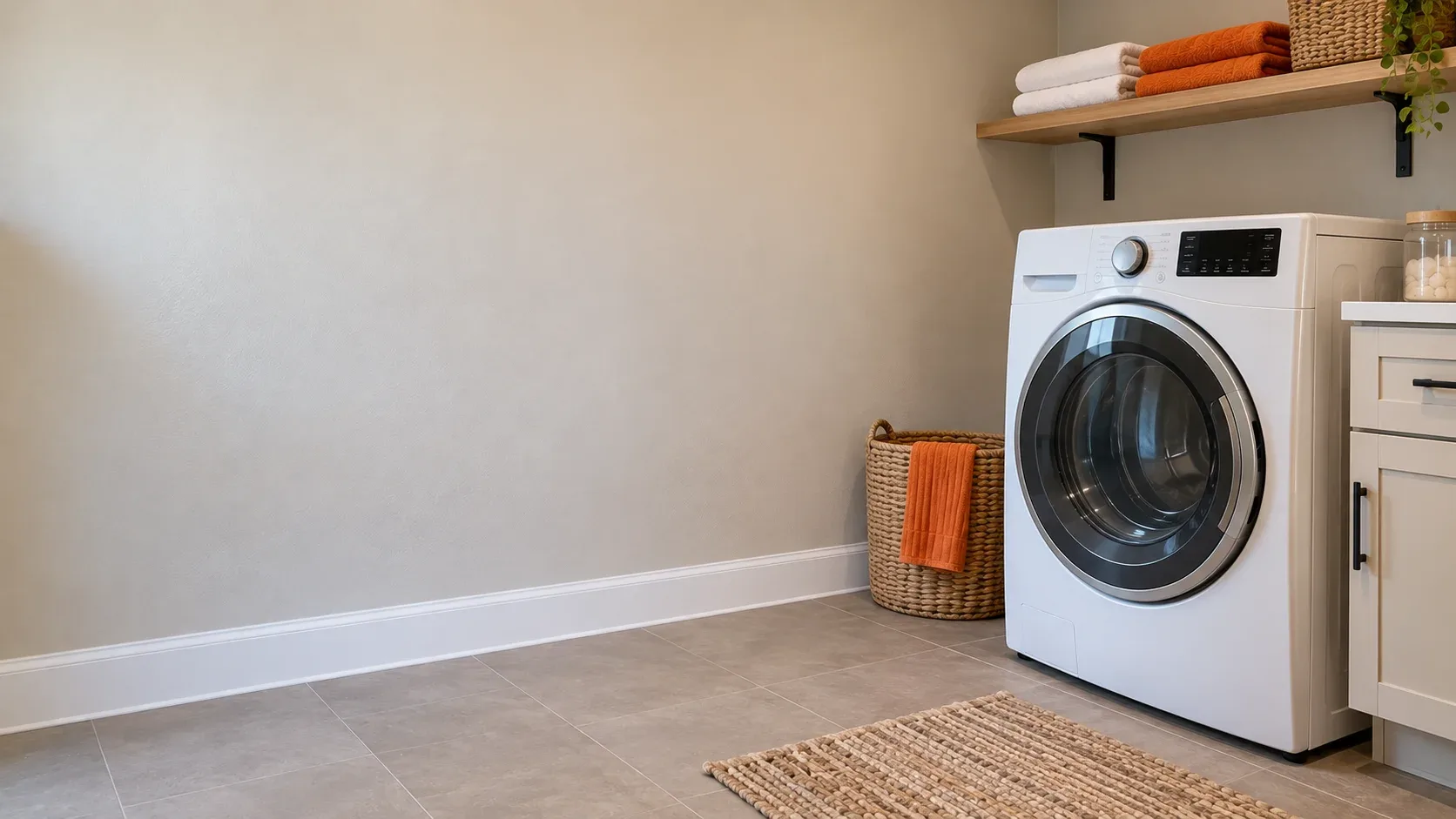 Front-load washer in a Lewisville, Texas laundry room